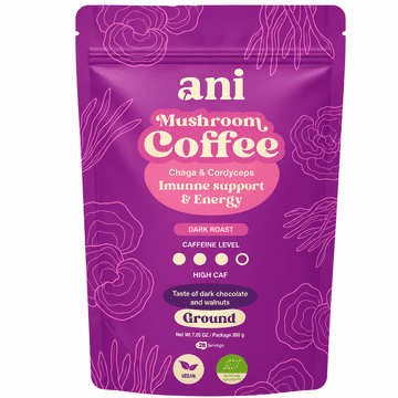 ani Mushroom Coffee Imunost in energija – mleta kava s čago in kordicepsom, 200 g
