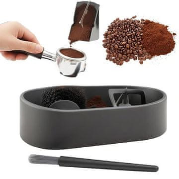 HOME & MARKER® Postaja za čiščenje portafiltra za espresso z držalom in silikonskim pladnjem | BARISTORA