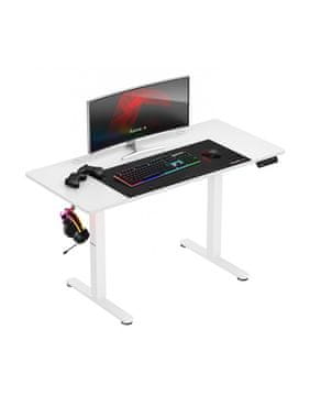 Huzaro Gaming Miza Huzaro Hero 8.2 White, 136x67cm, Carbon Vrh, Upravljanje Kablov, Polica za Monitor