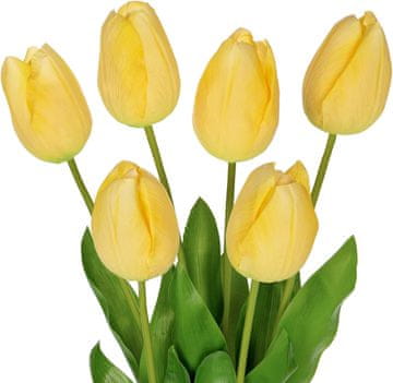 Umetni tulipani svileni cvetovi 60 cm rumeni 6 kosov, dekorativno cvetje za dom, pisarno in poroke, realističen videz, trpežna stebla za vaze, komplet za aranžiranje, elegantna spomladanska dekoracija
