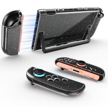 Etui za Nintendo Switch 2 (2025) Bela, Trdi Zaščitni Ovitek iz Polikarbonata, Ultra-tanek 1,3 mm, 47 g, Odporen na Praske in Porumenelost, Z Učinkom Bleščic, S Stojalom