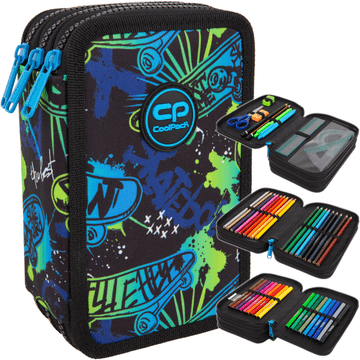 CoolPack Trojni peresnik z opremo Jumper 3 Skate Nig