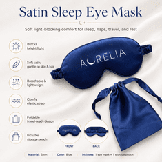 AureliaDream Satenasta maska za oči za spanje z vrečko, SleepMask