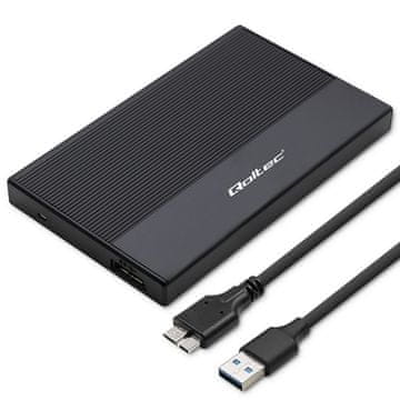slomart Ohišje za SSD/HDD 2.5" SATA USB 3.0, Qoltec, do 2TB, črno
