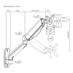 slomart Maclean MC-332 stenski nosilec za monitor 17-32" 9kg, dolga roka