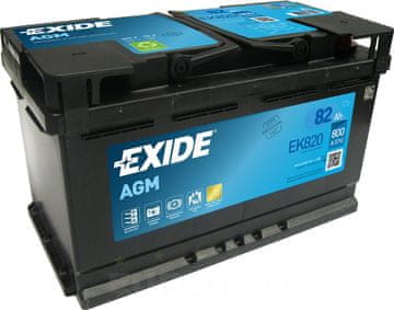 Exide AKUMULATOR 82AH D+ 800A AGM EXIDE 315X175X190 - 82AH EK820