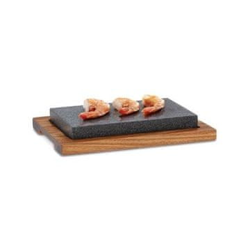 Kela Komplet servirne deske iz granita in akacije KL-16647 Kamniti žar COUNTRY 2-delni 24 x 16 x 4 cm