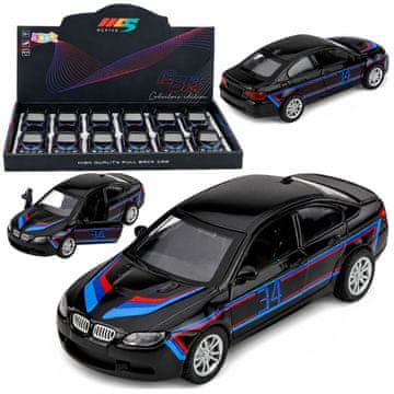 slomart Športni avtomobil LEAN TOYS, kovinski, pull-back, vrata se odpirajo, črn 1:32