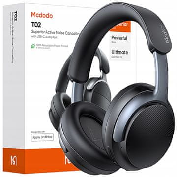 Mcdodo BREZŽIČNE BLUETOOTH SLUŠALKE MCDODO Z MIKROFONOM IN ANC ČRNE