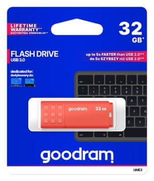 slomart Goodram UME3 USB ključek 32GB, oranžen