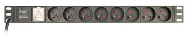 slomart EnerGenie EG-PDU-014-F razdelilna enota za stojalo, 8x FR vtičnice, 1U, 16A, Schuko, 3m kabel