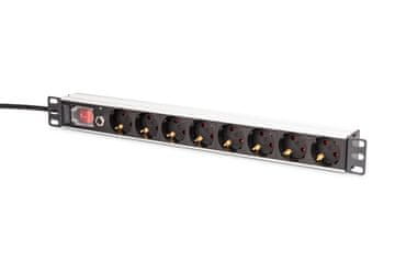 slomart Digitus DN-93610 razdelilna letev za 19" omaro, 8x Schuko, 16A, aluminij