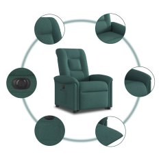 Vidaxl Električni naslanjač s funkcijo vstajanja temno zeleno blago
