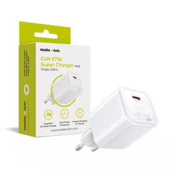 Mobile-origin Super Charger stenski polnilec, 67 W, USB-C, beli (MO-67W-PW6)