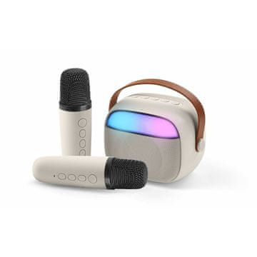 CellularLine Karaoke Mini zvočnik + mikrofon, Bluetooth 5.0, bež (BTSPKKARAOKEMINIW)