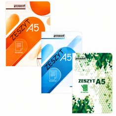 slomart Zvezek LEAN SCHOOL A5, karirast, 96 listov, mešani vzorci
