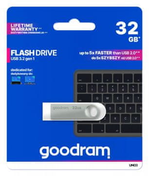 slomart Goodram UNO3 USB ključek 32GB USB 3.2 Gen1, srebrna