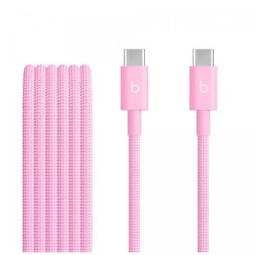 slomart Beats pleteni kabel USB-C na USB-C (1,5 m), turbo roza