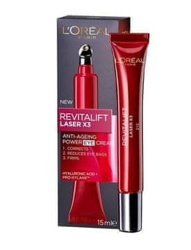 L’Oréal Loreal Revitalift Laser x3 krema za predel okoli oči, napredna nega proti staranju, 15 ml