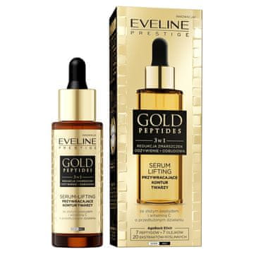Eveline Eveline Gold Peptides 3v1 lifting serum za obnovo kontur obraza 30 ml