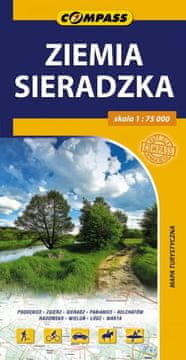 Compass Dežela Sieradz 1:75.000. Poddębice, Zgierz, Zduńska Wola, Pabianice, Bełchatów, Radomsko, Wieluń, Łódź, Warta. Turistična karta. Kompas