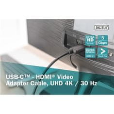 Digitus Digitus video adapter kabel | 19-pinski HDMI tip A | moški | 24-pinski USB-C | moški | črne barve | 1,8 m