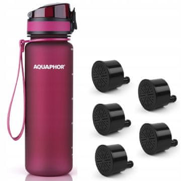 Aquaphor Aquaphor City filtrirna steklenica 500 ml + 5 filtrov, bordo