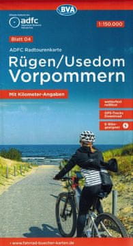 shumee Rügen in Usedom 1:150.000. Vodotesen kolesarski zemljevid. Izdaja 2024. adfc