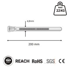 shumee Kabelske vezice Kabelske vezice za večkratno uporabo Tretytka UV 4,8 x 200 mm, črne