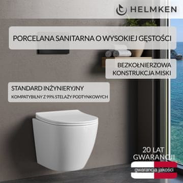 shumee Stenska straniščna školjka z mehkim zapiranjem duraplastnega sedeža Helmken 35490101 (bela)