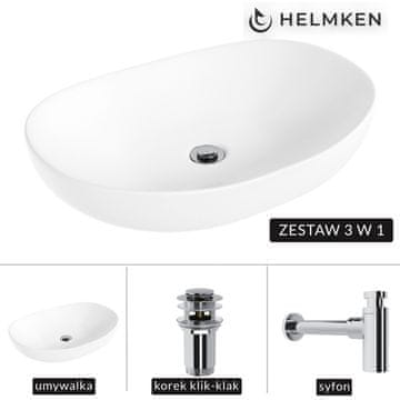 shumee Helmken 50263000 Umivalnik za vgradnjo (63x42) bel + kromiran sifon + kromiran klik-klak čep