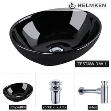 shumee Helmken 65241001 Umivalnik za vgradnjo (41x34) Črna + Kromiran sifon + Kromiran klik-klak čep