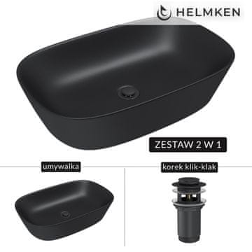 shumee Helmken 39360001 Umivalnik za pult (60x38) črne barve + zamašek Click-Clack mat črne barve