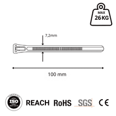 shumee Kabelske vezice Kabelske vezice za večkratno uporabo Tretytka UV 7,2 x 100 mm, črne