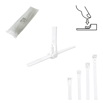 shumee Kabelske vezice Kabelske vezice za večkratno uporabo Tretytka UV 7,4 x 450 mm, bele
