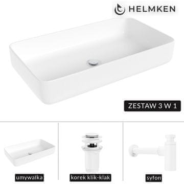 shumee Helmken 48760000 (60x34) Bel umivalnik za pult + Bel sifon + Bel klik-klak zamašek