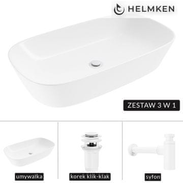 shumee Helmken 39370000 (70x38) Bel umivalnik za pult + Bel sifon + Bel klik-klak zamašek
