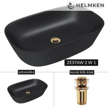 shumee Helmken 39360001 Umivalnik za pult (60x38) črne barve + zlati klik-klak čep