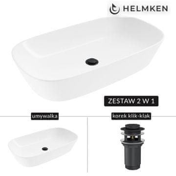 shumee Helmken 39370000 Umivalnik za pult (70x38) bel + zamašek Click-clack mat črn