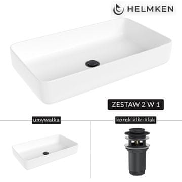 shumee Helmken 48760000 Umivalnik za pult (60x34) bel + zamašek Click-clack mat črn