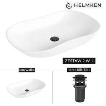 shumee Helmken 57066000 Umivalnik za pult (66x41) bel + zamašek Click-clack mat črn