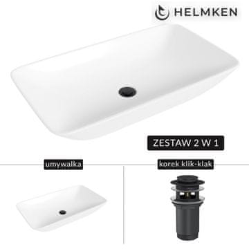 shumee Helmken 88670000 Umivalnik za pult (70x40) bel + zamašek Click-clack mat črn