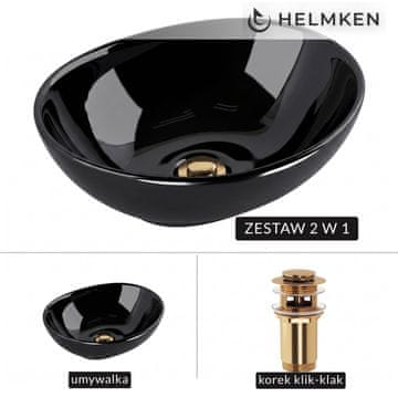 shumee Helmken 65241001 Umivalnik za pult (41x34) črne barve + zlati klik-klak čep