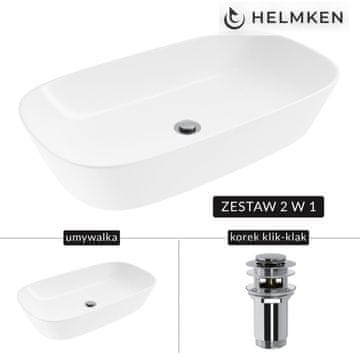shumee Helmken 39370000 Umivalnik za pult (70x38) bel + zamašek Click-Clack krom