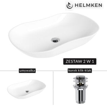shumee Helmken 57066000 Umivalnik za pult (66x41) bel + zamašek Click-Clack krom