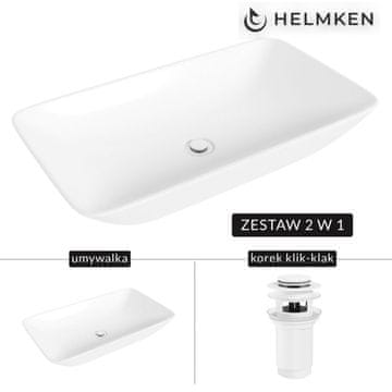 shumee Helmken 88670000 Umivalnik za pult (70x40) bel + zamašek Click-Clack bel