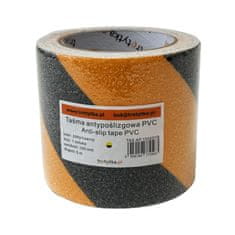 shumee PVC protizdrsni trak, 100 mm x 5 m, rumen/črn