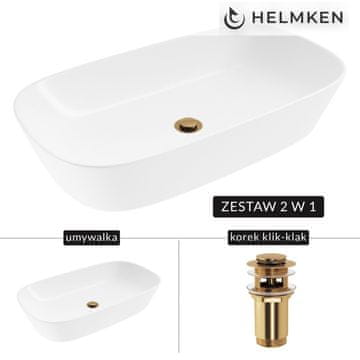 shumee Helmken 39370000 Umivalnik za pult (70x38) bel + zlat klik-klak čep