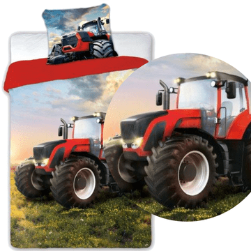 shumee Posteljnina 160X200+70X80 bombaž turbo 4X4 004 rdeč traktor