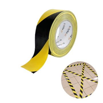 shumee PVC samolepilni opozorilni trak, 48 mm x 50 m, rumen/črn